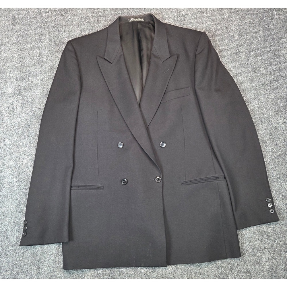 Mani by Giorgio Armani Double Breasted Blazer Mens 42 Black Peak Lapel Italy
